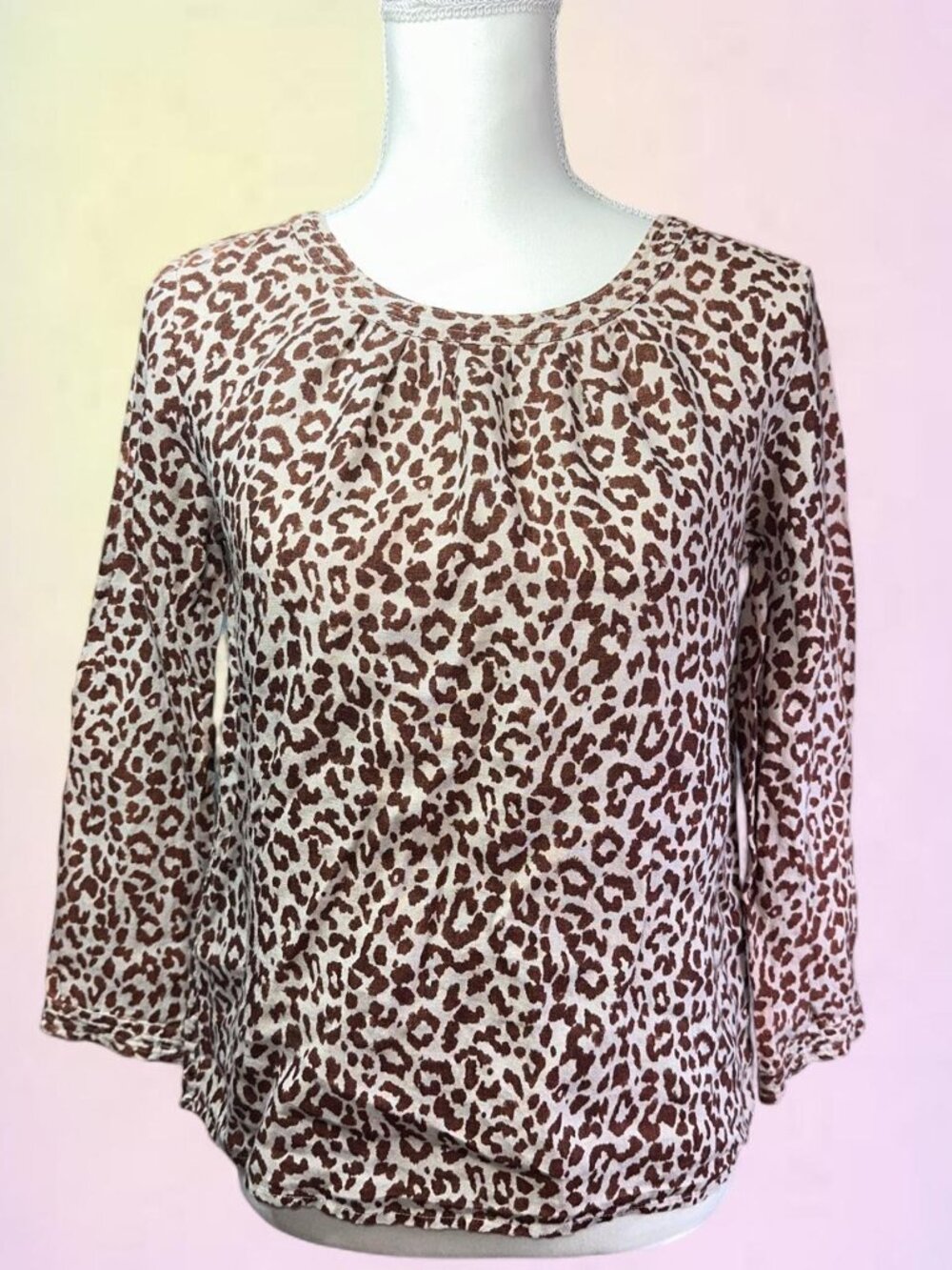 J. Crew Women's Brown and Cream Blouse size 2/XS